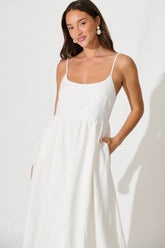 White Linen Maxi Dress - Quinley Sundress